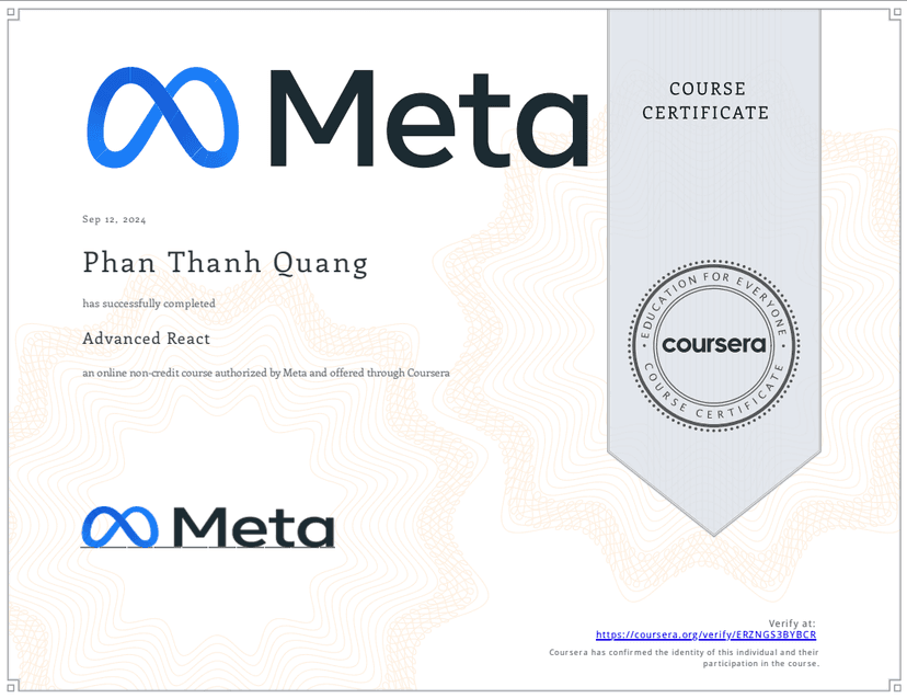 Advanced React - Meta Frontend course